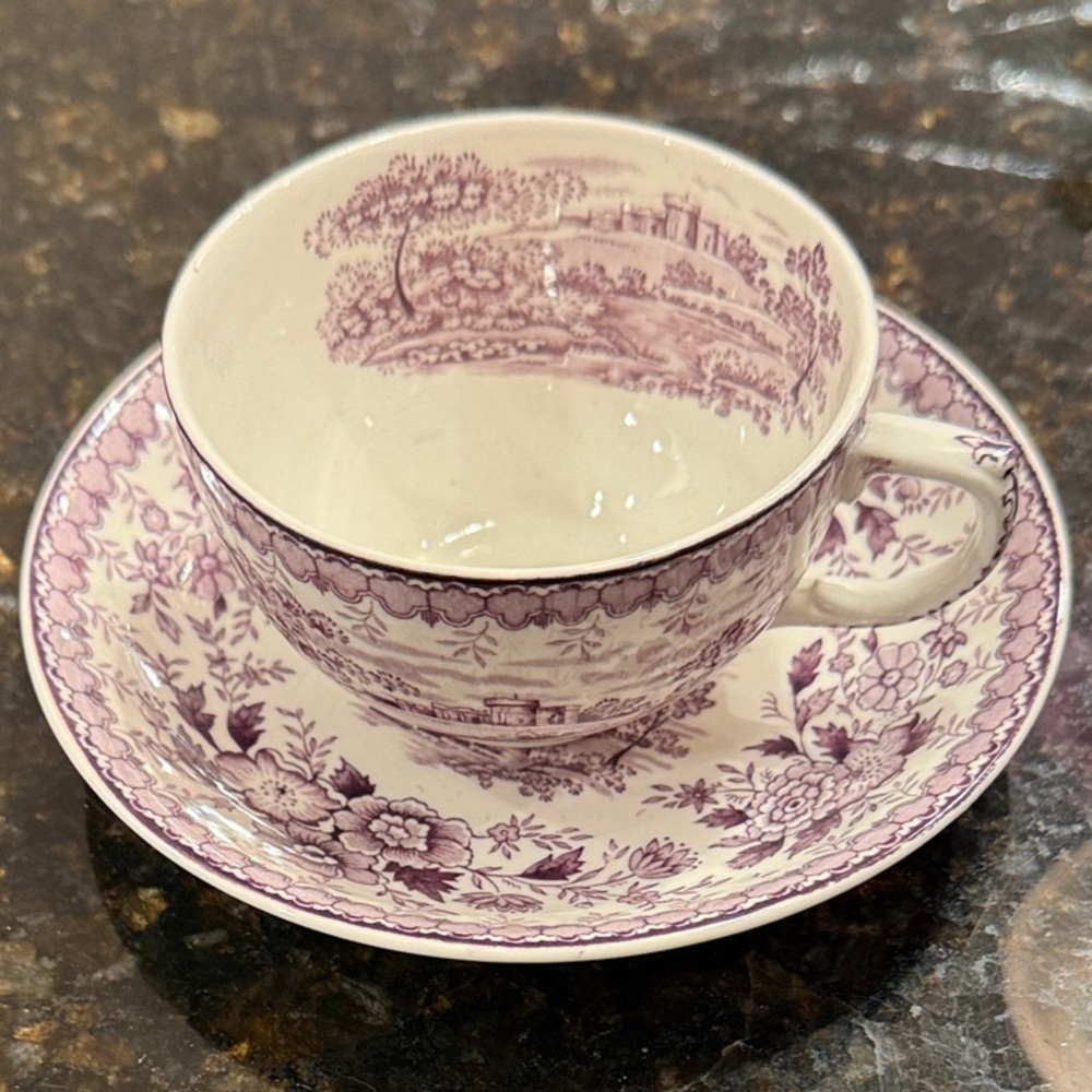 Woodland Purple by Aimcee Floral Porcelain Teacup and Saucer